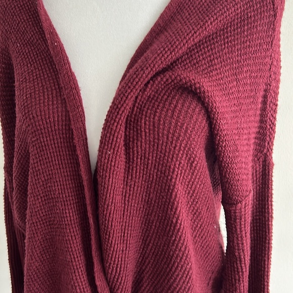 Express Burgundy Wrap Sweater - Picture 2 of 2